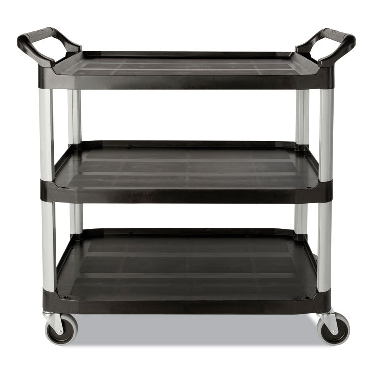 Three-Shelf Service Cart, Plastic, 3 Shelves, 200 lb Capacity, 18.63" x 33.63" x 37.75", Black 1