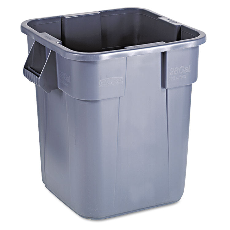 Square Brute Container, 28 gal, Polyethylene, Gray 2