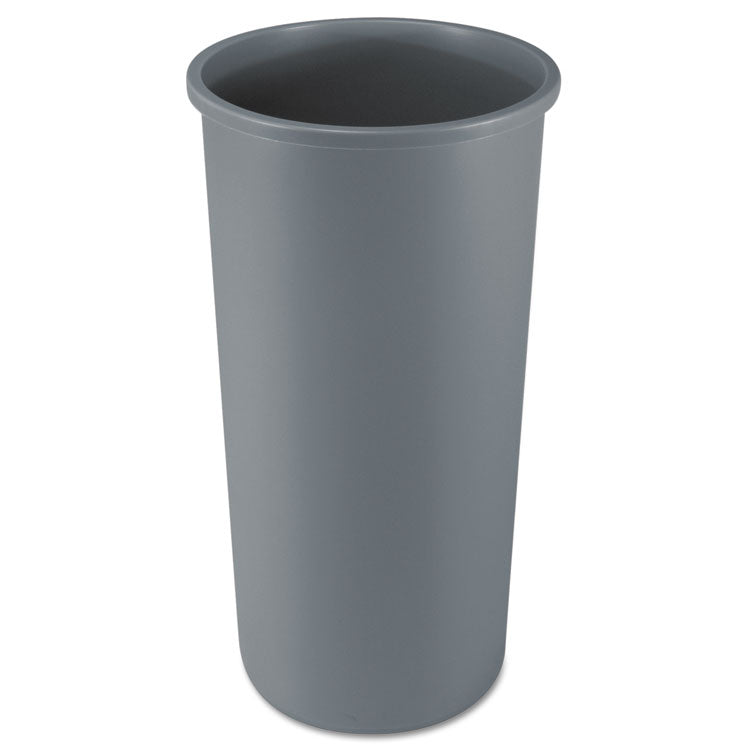 Untouchable Large Plastic Round Waste Receptacle, 22 gal, Plastic, Gray 1