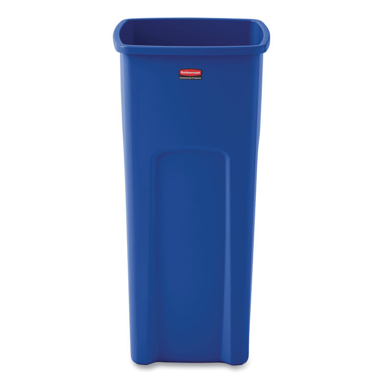 Untouchable Square Waste Receptacle, 23 gal, Plastic, Blue 1