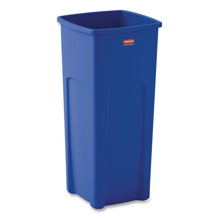 Untouchable Square Waste Receptacle, 23 gal, Plastic, Blue 2