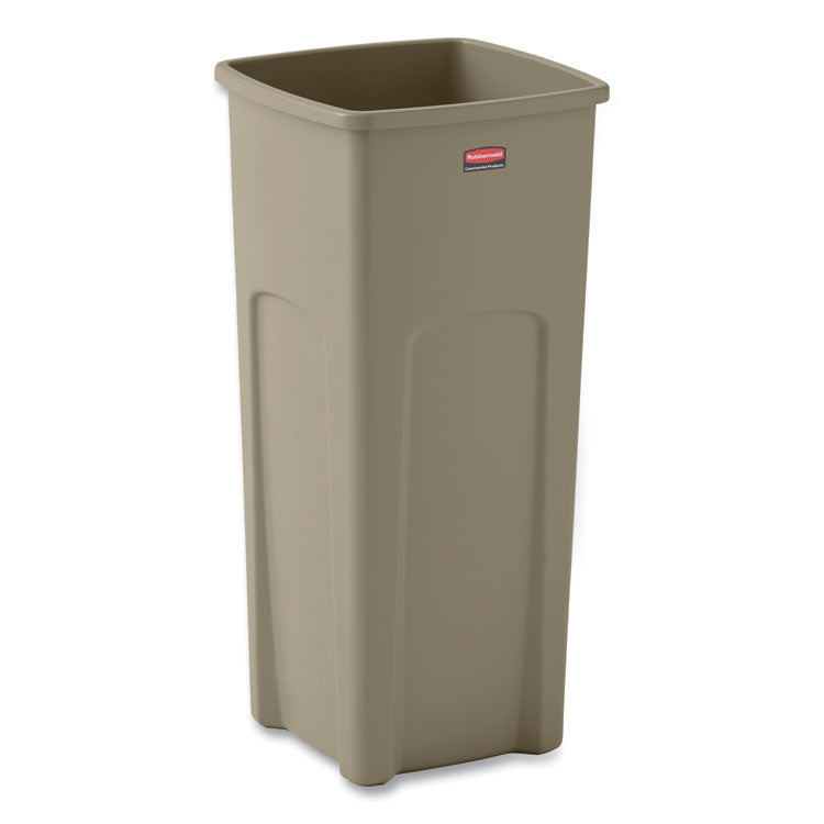 Untouchable Square Waste Receptacle, 23 gal, Plastic, Beige 1