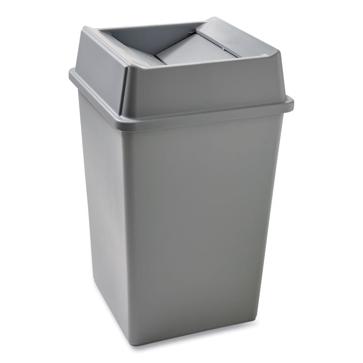 Untouchable Square Waste Receptacle, 35 gal, Plastic, Gray 2