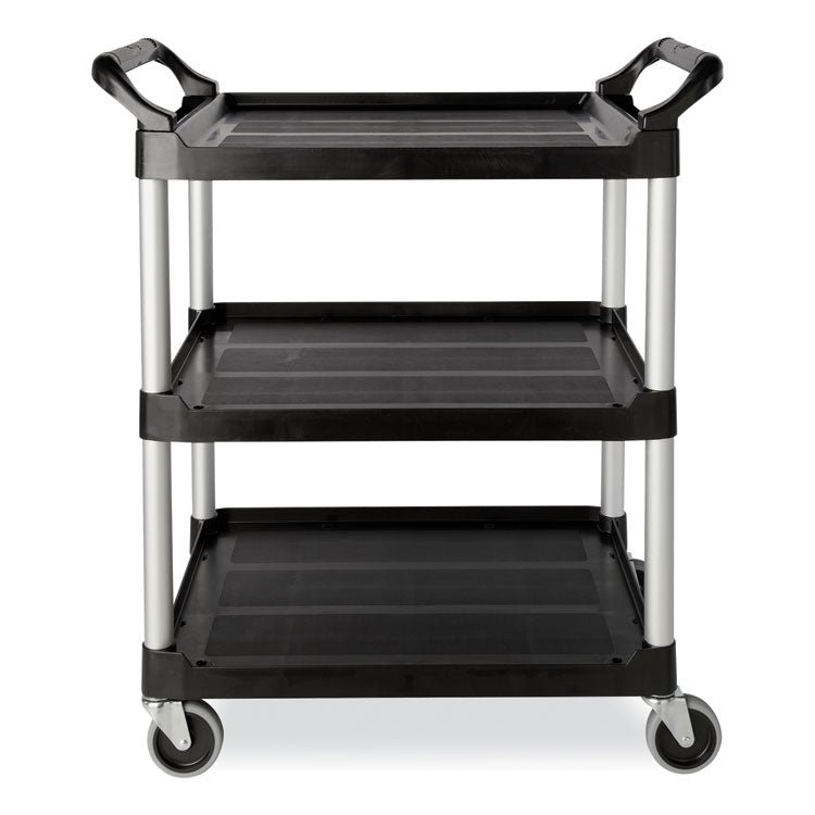 Xtra Utility Cart with Open Sides, Plastic, 3 Shelves, 300 lb Capacity, 40.63" x 20" x 37.81", Black 2