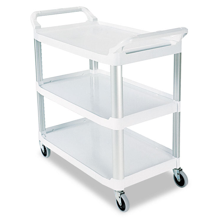 Xtra Utility Cart with Open Sides, Plastic, 3 Shelves, 300 lb Capacity, 40.63" x 20" x 37.81", Off-White 1