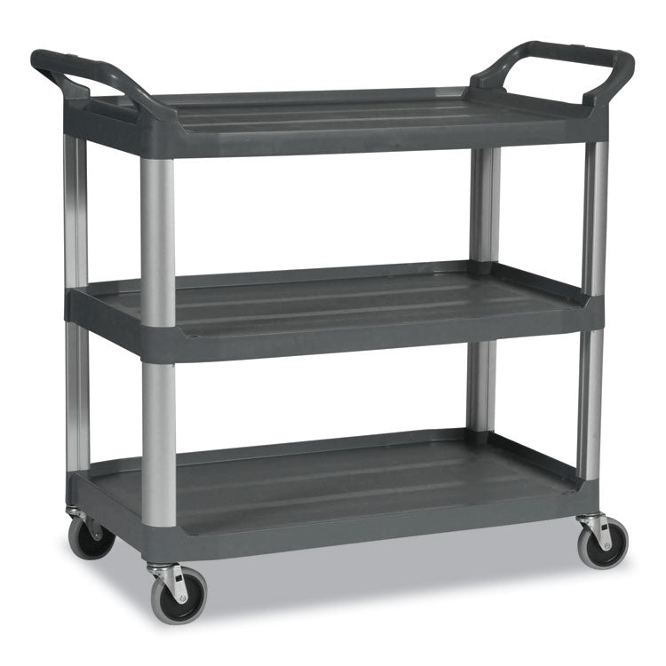 Xtra Utility Cart with Open Sides, Plastic, 3 Shelves, 300 lb Capacity, 20" x 40.63" x 37.8", Gray 3