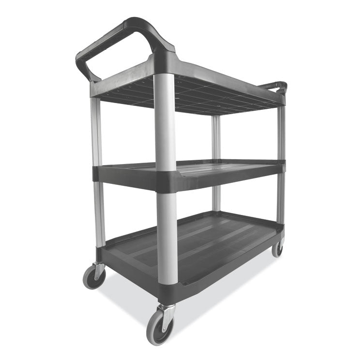 Xtra Utility Cart with Open Sides, Plastic, 3 Shelves, 300 lb Capacity, 20" x 40.63" x 37.8", Gray 2