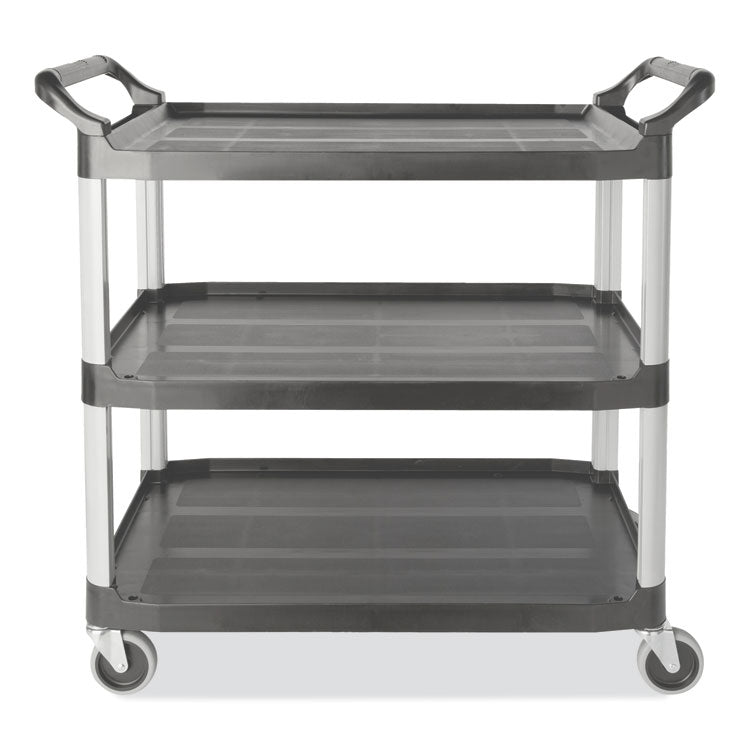 Xtra Utility Cart with Open Sides, Plastic, 3 Shelves, 300 lb Capacity, 20" x 40.63" x 37.8", Gray 1