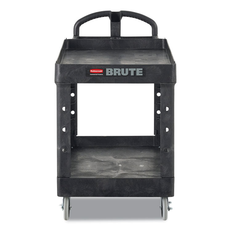 BRUTE Heavy-Duty Utility Cart with Lipped Shelves, Plastic, 2 Shelves, 500 lb Capacity, 17.13" x 38.5" x 38.88", Black 1