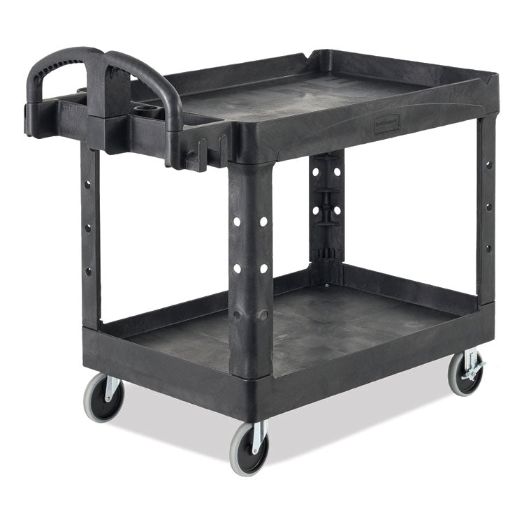 BRUTE Heavy-Duty Utility Cart with Lipped Shelves, Plastic, 2 Shelves, 500 lb Capacity, 25.9" x 45.2" x 32.2", Black 3