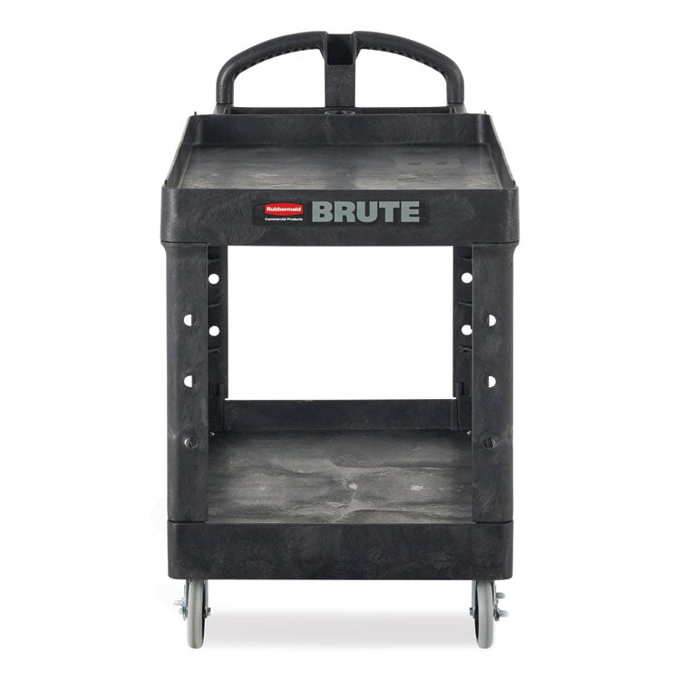 BRUTE Heavy-Duty Utility Cart with Lipped Shelves, Plastic, 2 Shelves, 500 lb Capacity, 25.9" x 45.2" x 32.2", Black 1