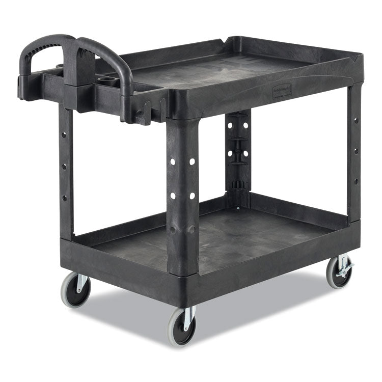 BRUTE Heavy-Duty Utility Cart with Lipped Shelves, Plastic, 2 Shelves, 750 lb Capacity, 26" x 55" x 33.25", Black 3