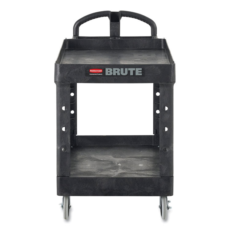 BRUTE Heavy-Duty Utility Cart with Lipped Shelves, Plastic, 2 Shelves, 750 lb Capacity, 26" x 55" x 33.25", Black 1