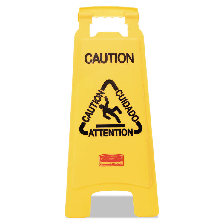 Multilingual "Caution" Floor Sign,  11 x 12 x 25, Bright Yellow 3