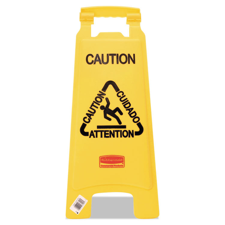 Multilingual "Caution" Floor Sign,  11 x 12 x 25, Bright Yellow 1