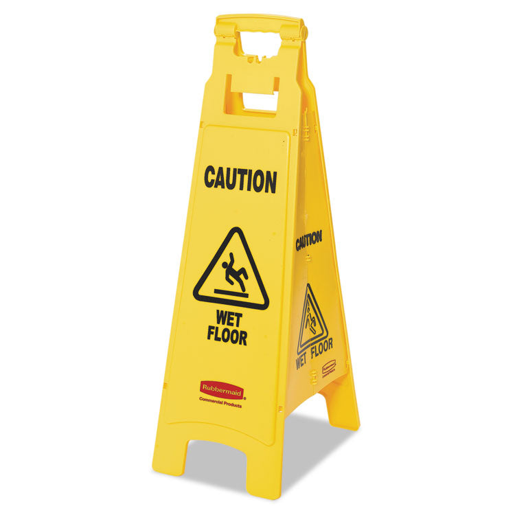 Caution Wet Floor Sign, 4-Sided, 12 X 16 X 38, Yellow 1