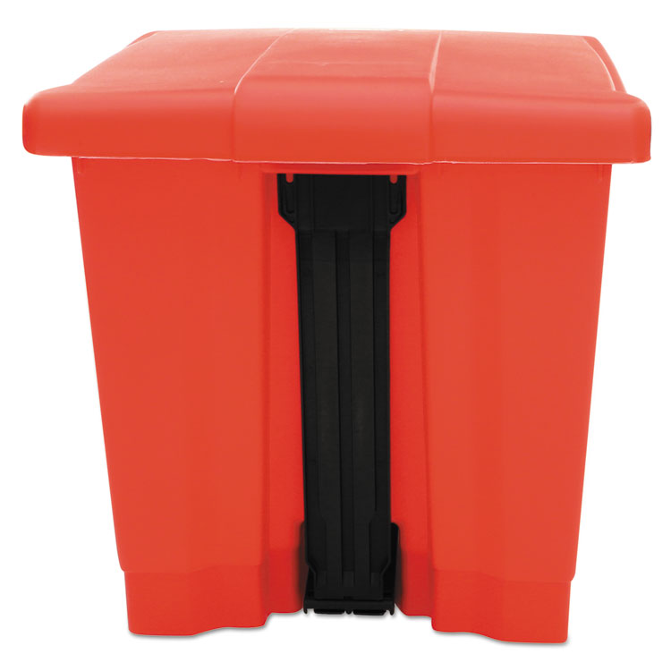 Indoor Utility Step-On Waste Container, 8 gal, Plastic, Red 3