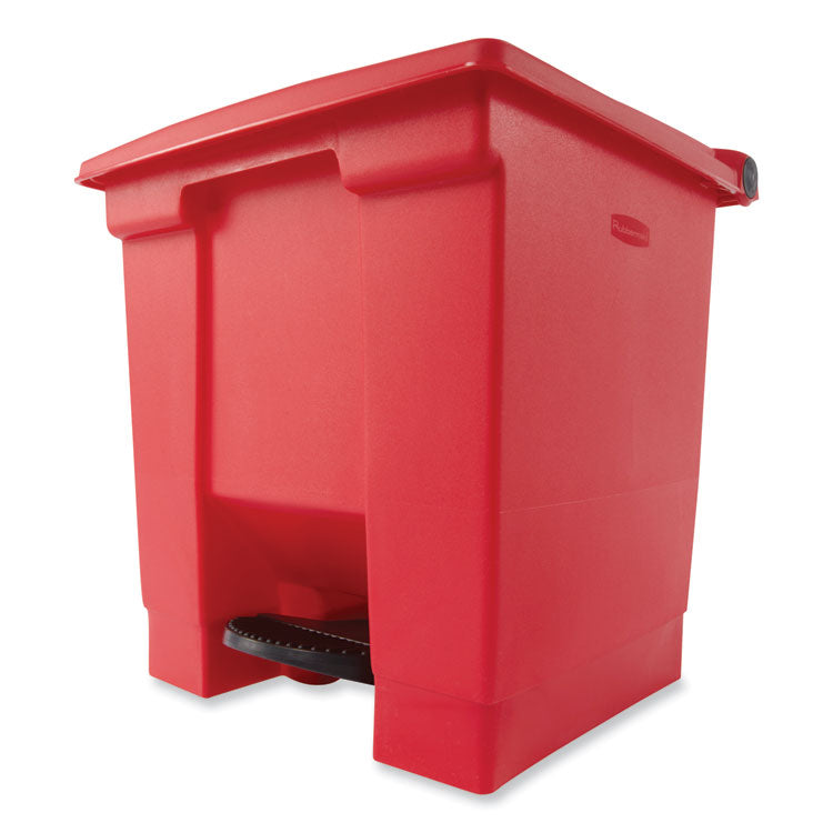 Indoor Utility Step-On Waste Container, 8 gal, Plastic, Red 5