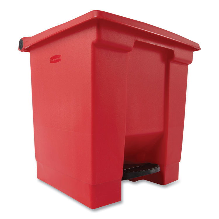 Indoor Utility Step-On Waste Container, 8 gal, Plastic, Red 6