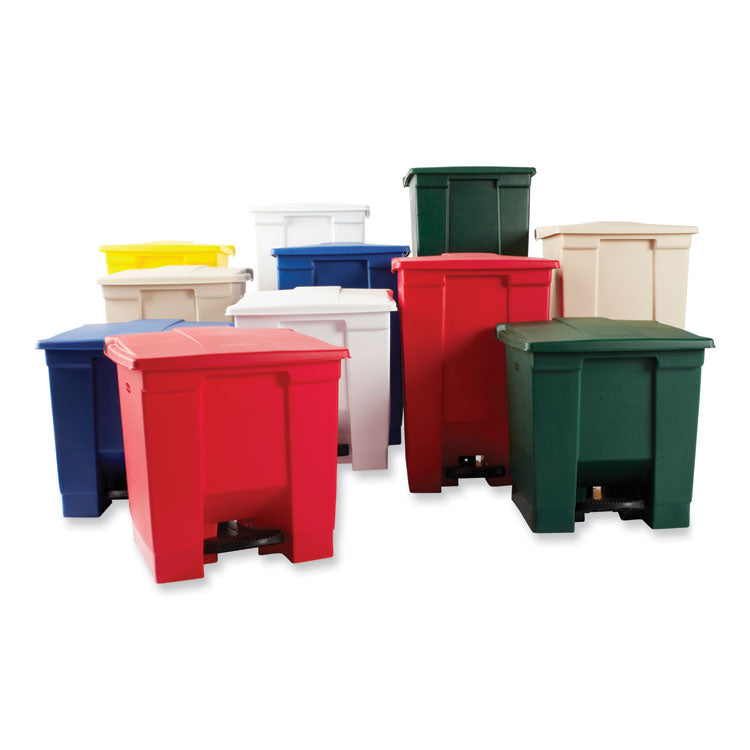 Indoor Utility Step-On Waste Container, 8 gal, Plastic, Red 7