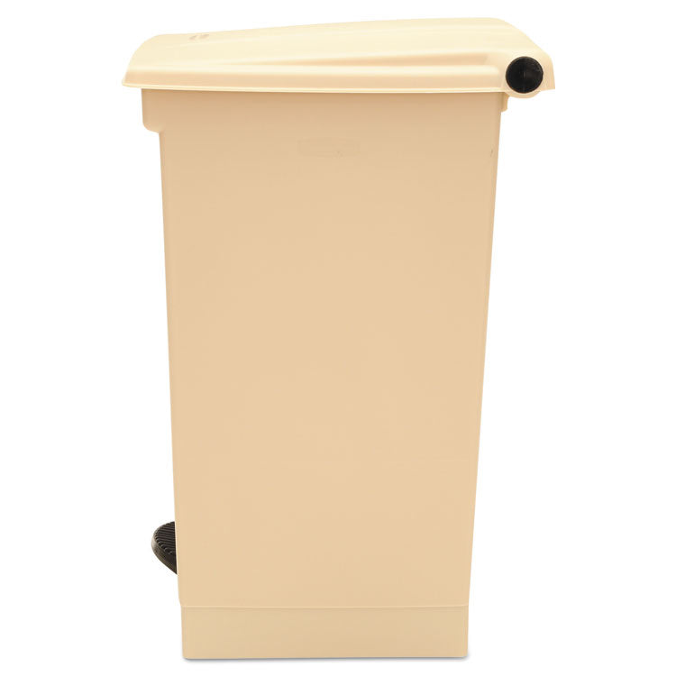 Indoor Utility Step-On Waste Container, 12 gal, Plastic, Beige 2