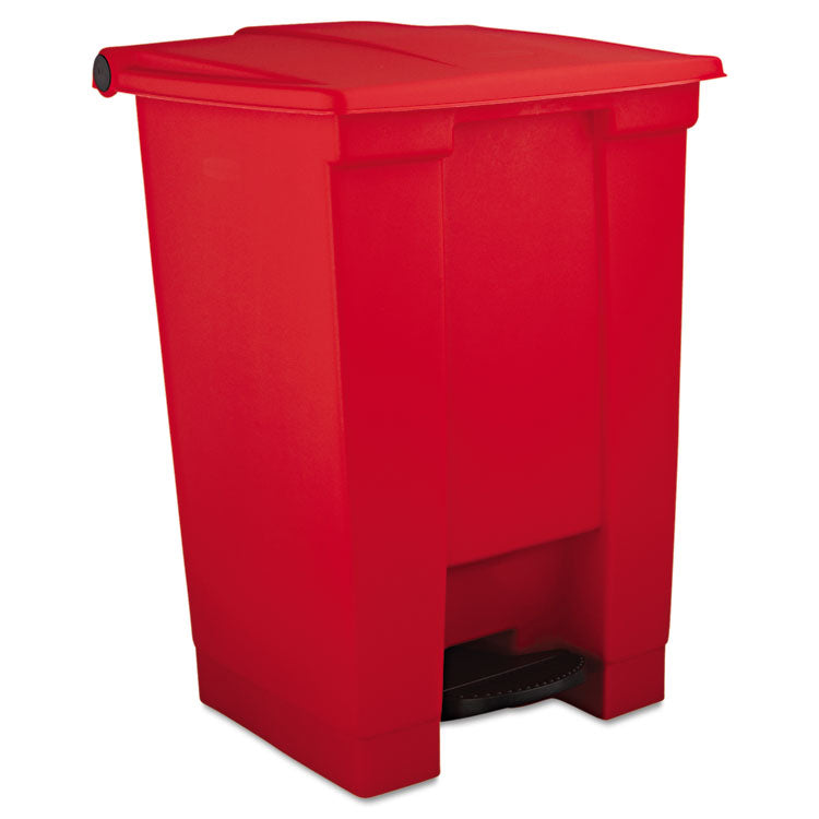 Indoor Utility Step-On Waste Container, 12 gal, Plastic, Red 1