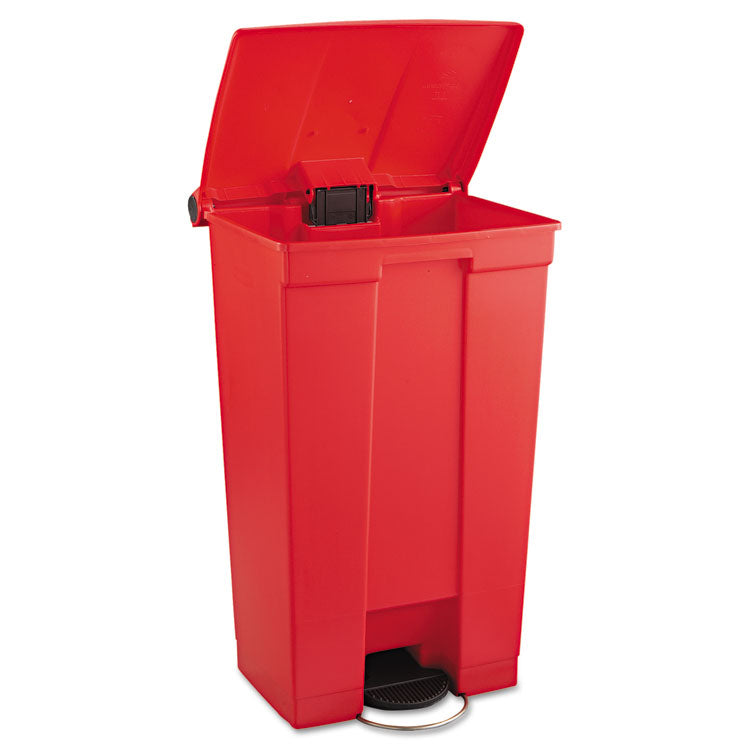 Indoor Utility Step-On Waste Container, 23 gal, Plastic, Red 2