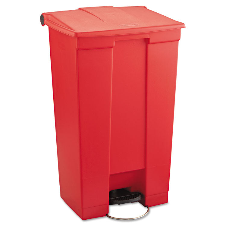 Indoor Utility Step-On Waste Container, 23 gal, Plastic, Red 1