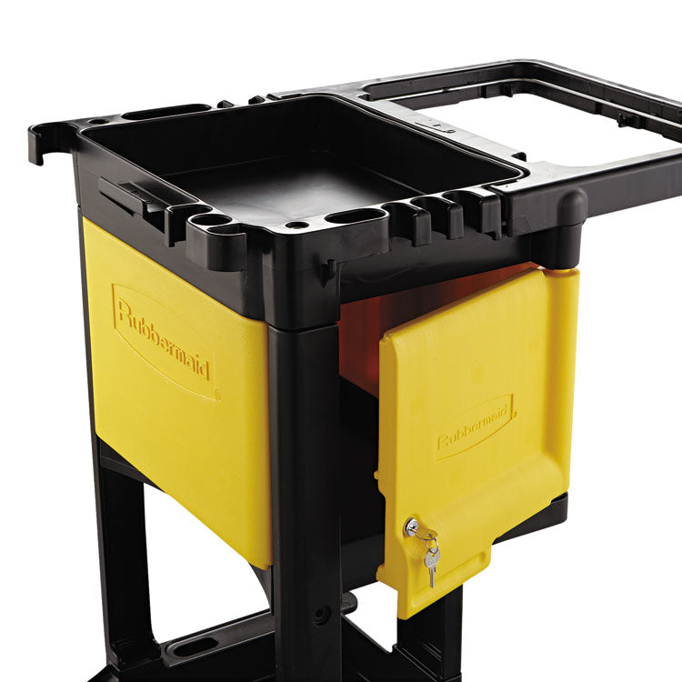 Locking Cabinet, For Rubbermaid Commercial Cleaning Carts, Yellow 2