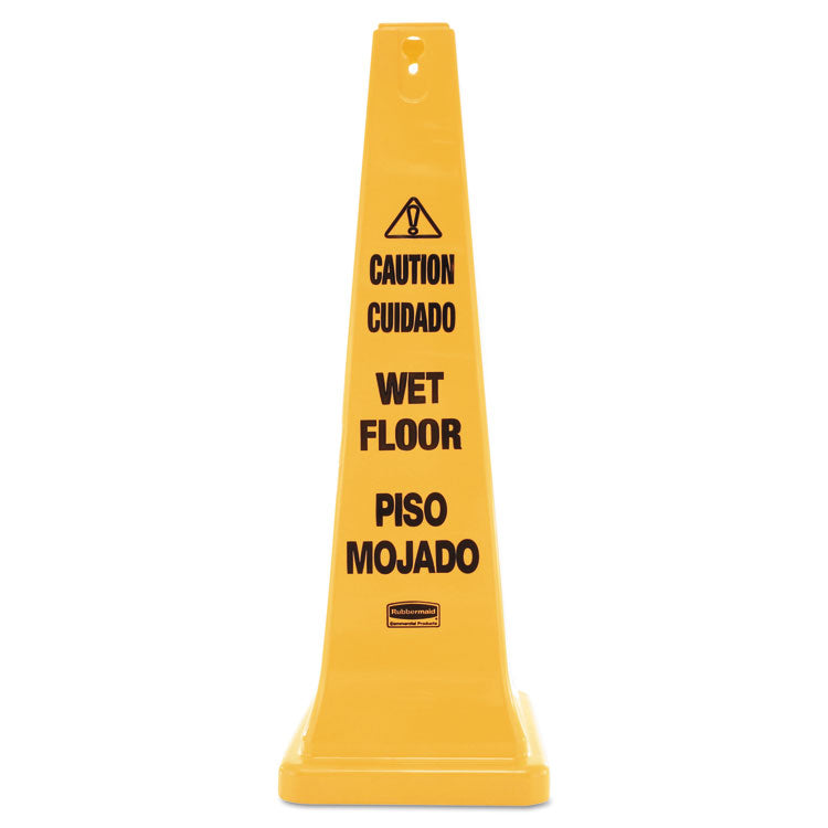 Multilingual Wet Floor Safety Cone, 12.25 X 12.25 X 36 1