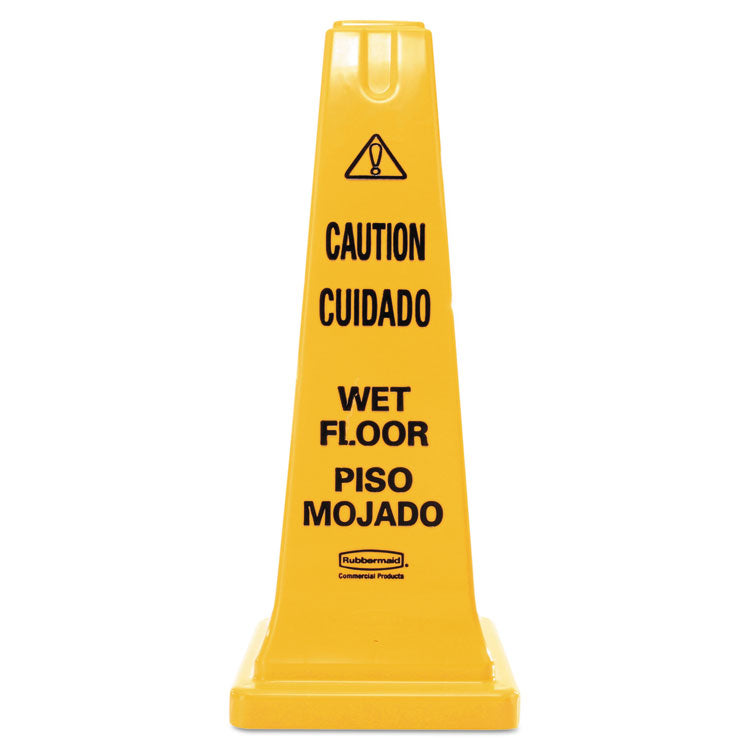 Multilingual Wet Floor Safety Cone, 10.55 X 10.5 X 25.63, Yellow 1