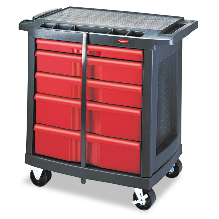 Five-Drawer Mobile Workcenter, 32.63w x 19.9d x 33.5h, Black Plastic Top 3