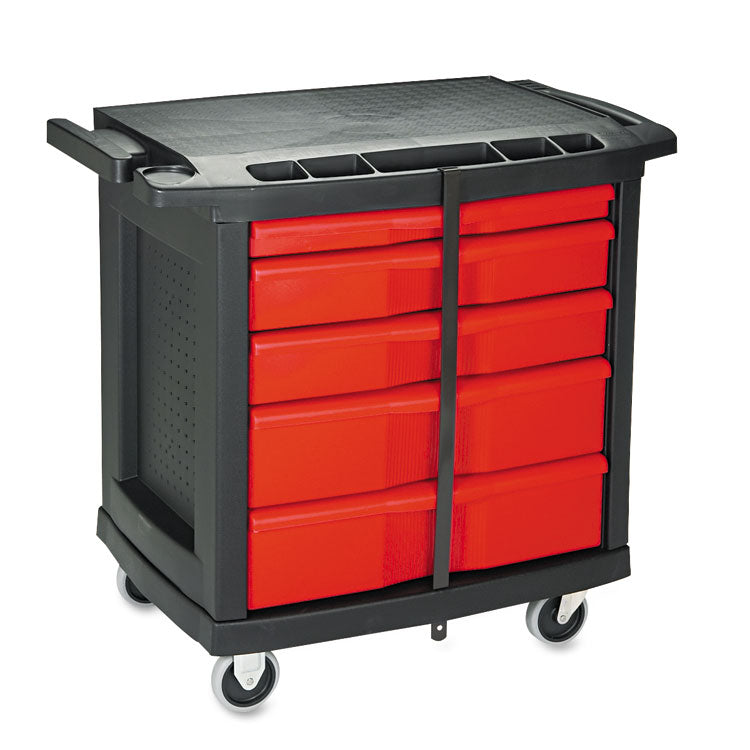 Five-Drawer Mobile Workcenter, 32.63w x 19.9d x 33.5h, Black Plastic Top 2