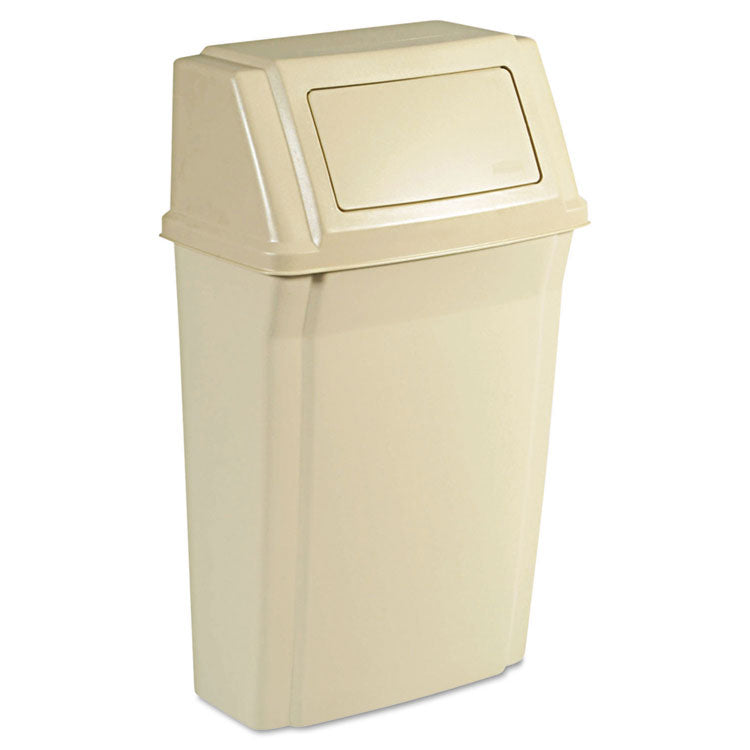 Slim Jim Wall-Mounted Container, 15 gal, Plastic, Beige 1