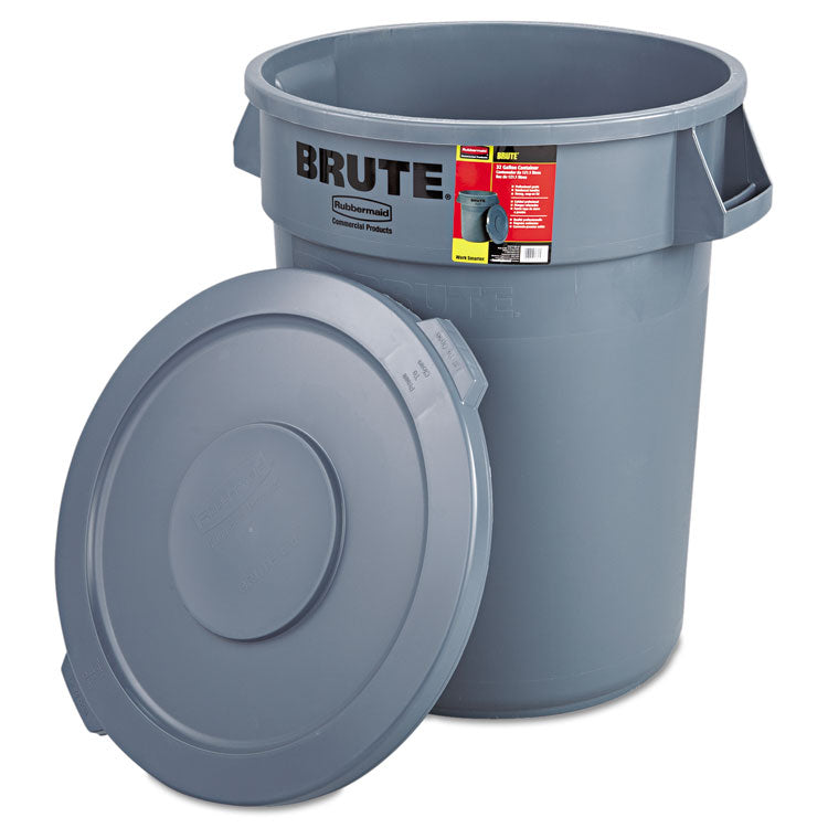 Brute Container with Lid, 32 gal, Plastic, Gray 2