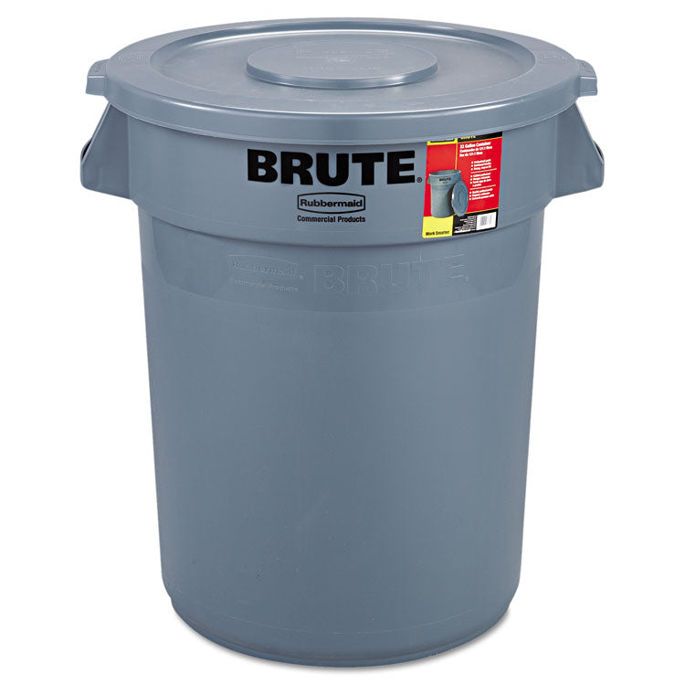 Brute Container with Lid, 32 gal, Plastic, Gray 1