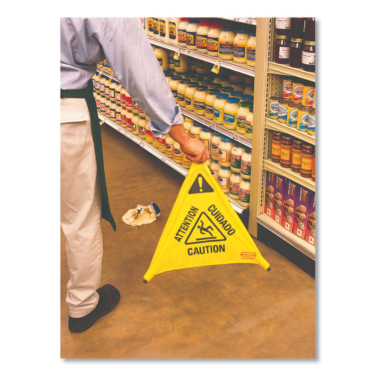 Multilingual Pop-Up Wet Floor Safety Cone, 21 X 21 X 30, Yellow 5