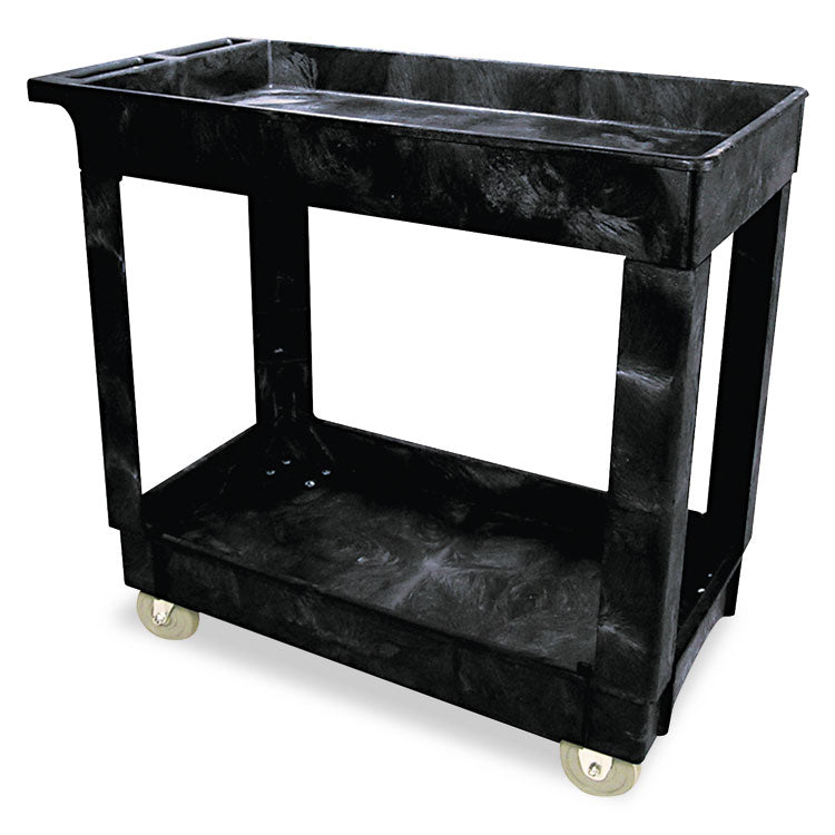 Service/Utility Carts, Plastic, 2 Shelves, 500 lb Capacity, 34.13" x 17.38" x 32.38", Black 1