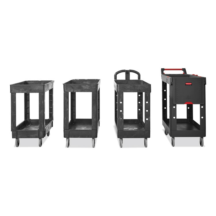 Service/Utility Carts, Plastic, 2 Shelves, 500 lb Capacity, 34.13" x 17.38" x 32.38", Black 4