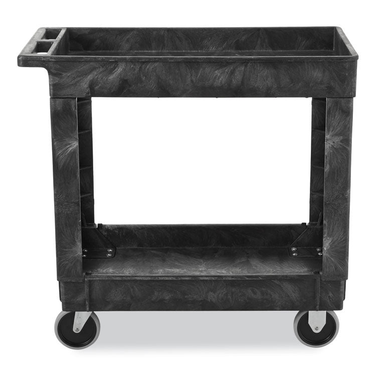 Service/Utility Carts, Plastic, 2 Shelves, 500 lb Capacity, 34.13" x 17.38" x 32.38", Black 3