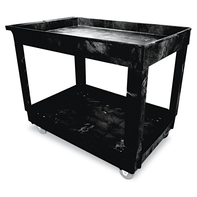 Service/Utility Carts, Plastic, 2 Shelves, 500 lb Capacity, 24" x 40" x 31.25", Black 1