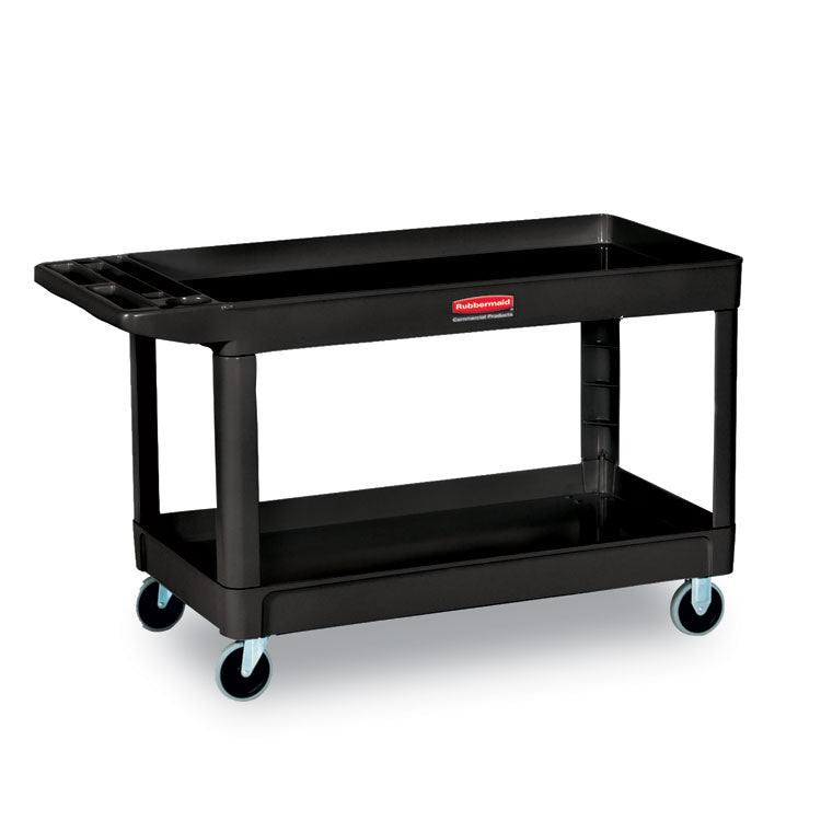 Service/Utility Carts, Plastic, 2 Shelves, 500 lb Capacity, 24" x 40" x 31.25", Black 2