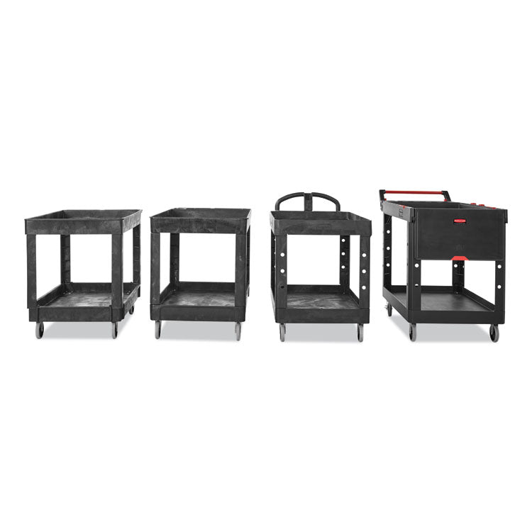 Service/Utility Carts, Plastic, 2 Shelves, 500 lb Capacity, 24" x 40" x 31.25", Black 3