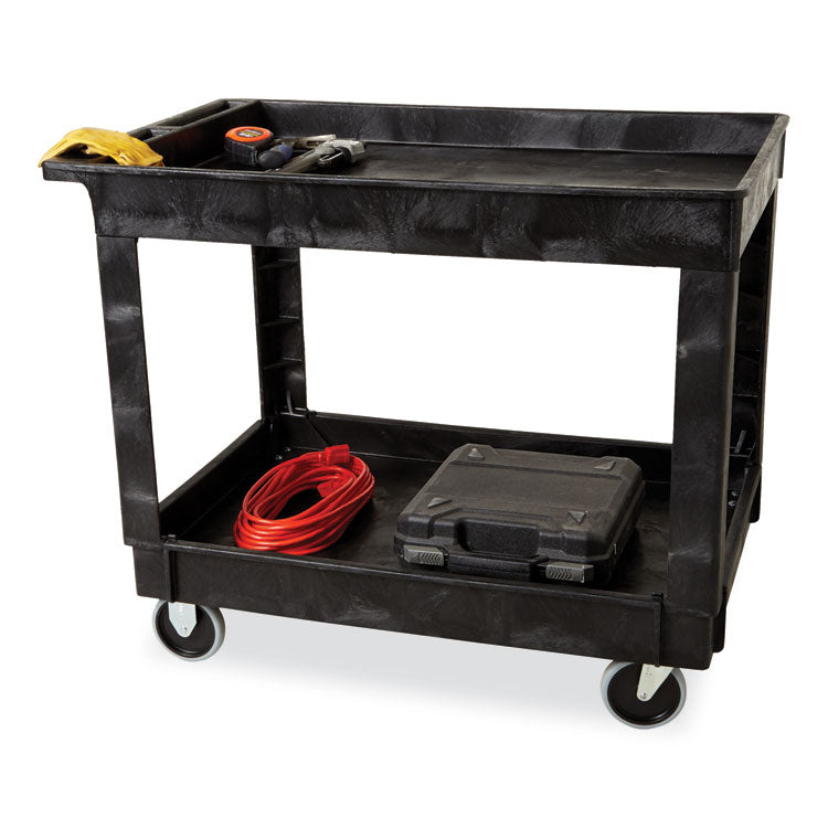 Service/Utility Carts, Plastic, 2 Shelves, 500 lb Capacity, 24" x 40" x 31.25", Black 6