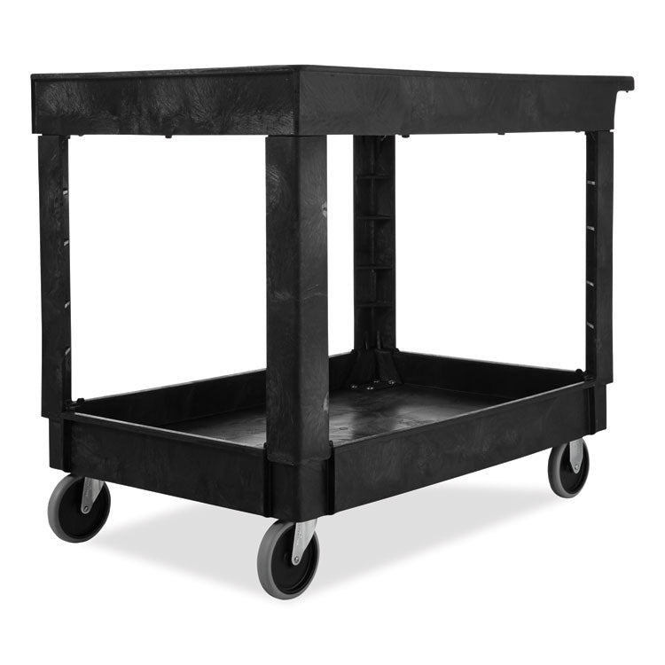 Service/Utility Carts, Plastic, 2 Shelves, 500 lb Capacity, 24" x 40" x 31.25", Black 5