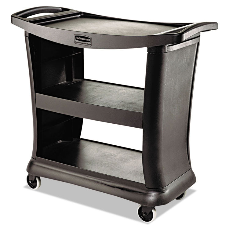 Executive Service Cart, Plastic, 3 Shelves, 300 lb Capacity, 20.33" x 38.9" x 38.9", Black 1