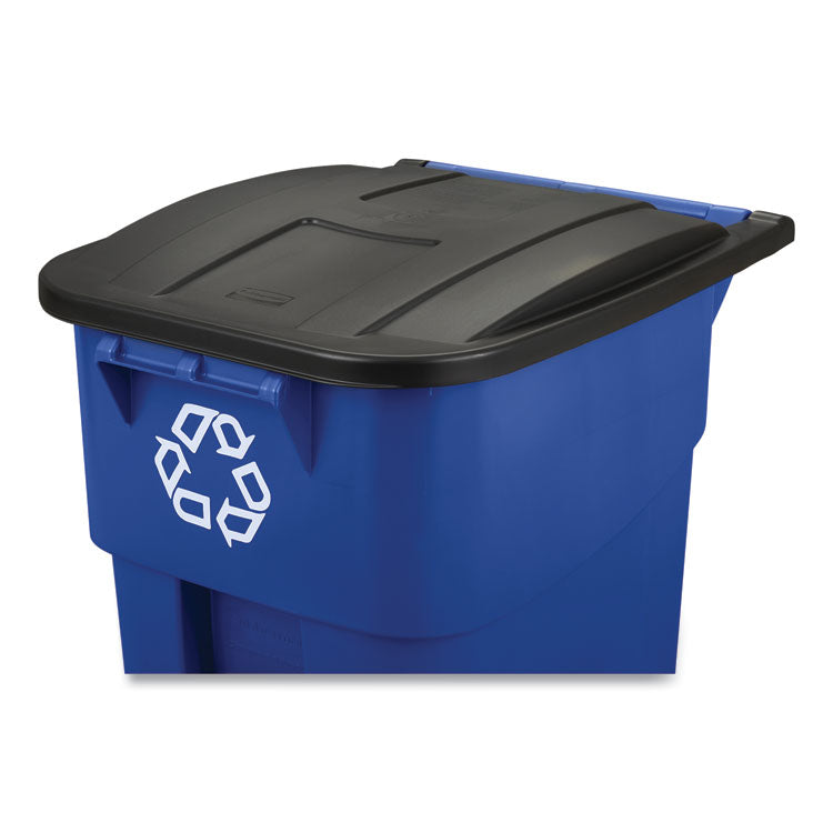 Square Brute Recycling Rollout Container, 50 gal, Plastic, Blue 4