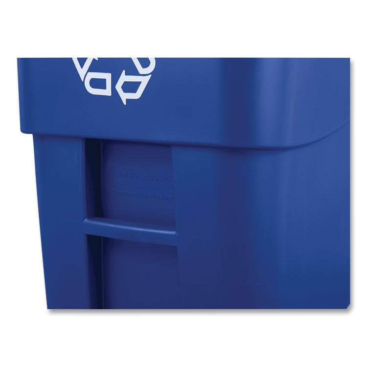 Square Brute Recycling Rollout Container, 50 gal, Plastic, Blue 7