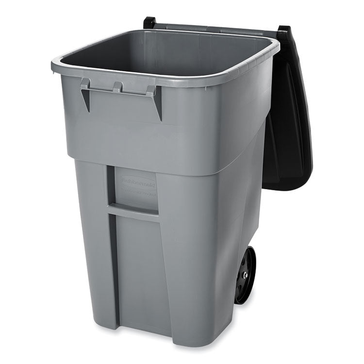 Square Brute Rollout Container, 50 gal, Molded Plastic, Gray 2