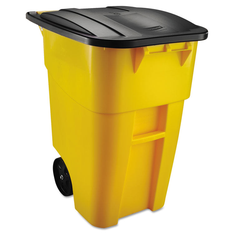 Square Brute Rollout Container, 50 gal, Molded Plastic, Yellow 1